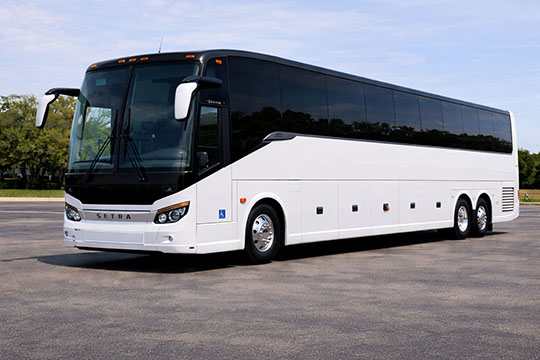56-passenger charter bus available for charter in Redlands, CA